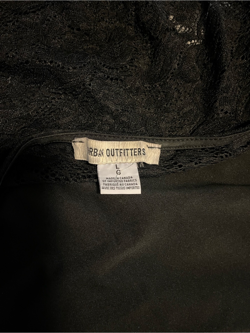 URBAN OUTFITTERS Semi Sheer Lace Long Sleeve Top - Black (L) - Picture 9 of 9